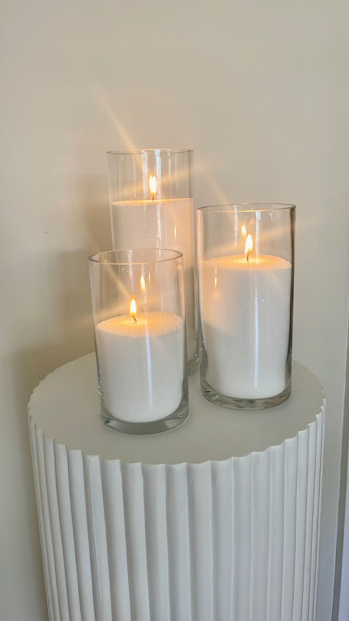 Set of 3 Sand Candles - White
